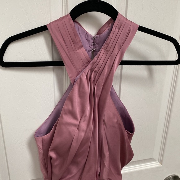 Halter Sheath Luxe Satin Maxi Dress -Bridesmaid Dress - Picture 3 of 4